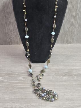 SILPADA Sterling Silver Labradorite Pyrite Amazonite Silk Bead Necklace N1890